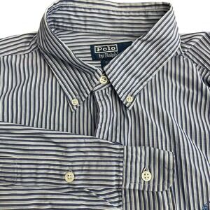 Polo‎ by Ralph Lauren Extra Large Ellington Blue Striped Button Down Long Sleeve